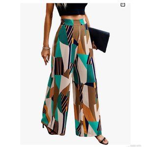 SOLY HUX Women's High Waist Geo Print Wide Leg Pants Sz XL